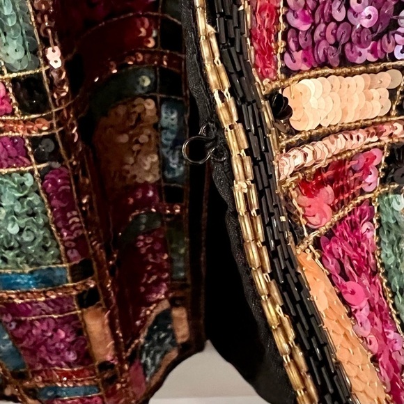 𝅺lawrence KAZAR New York silk sequin jacket. Size S - Picture 3 of 12